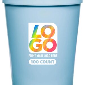 Custom 16oz Stadium Cups – Reusable Full-Color Plastic Drinkware for Parties, Marketing, Events & More (Slate Blue, QTY 100)