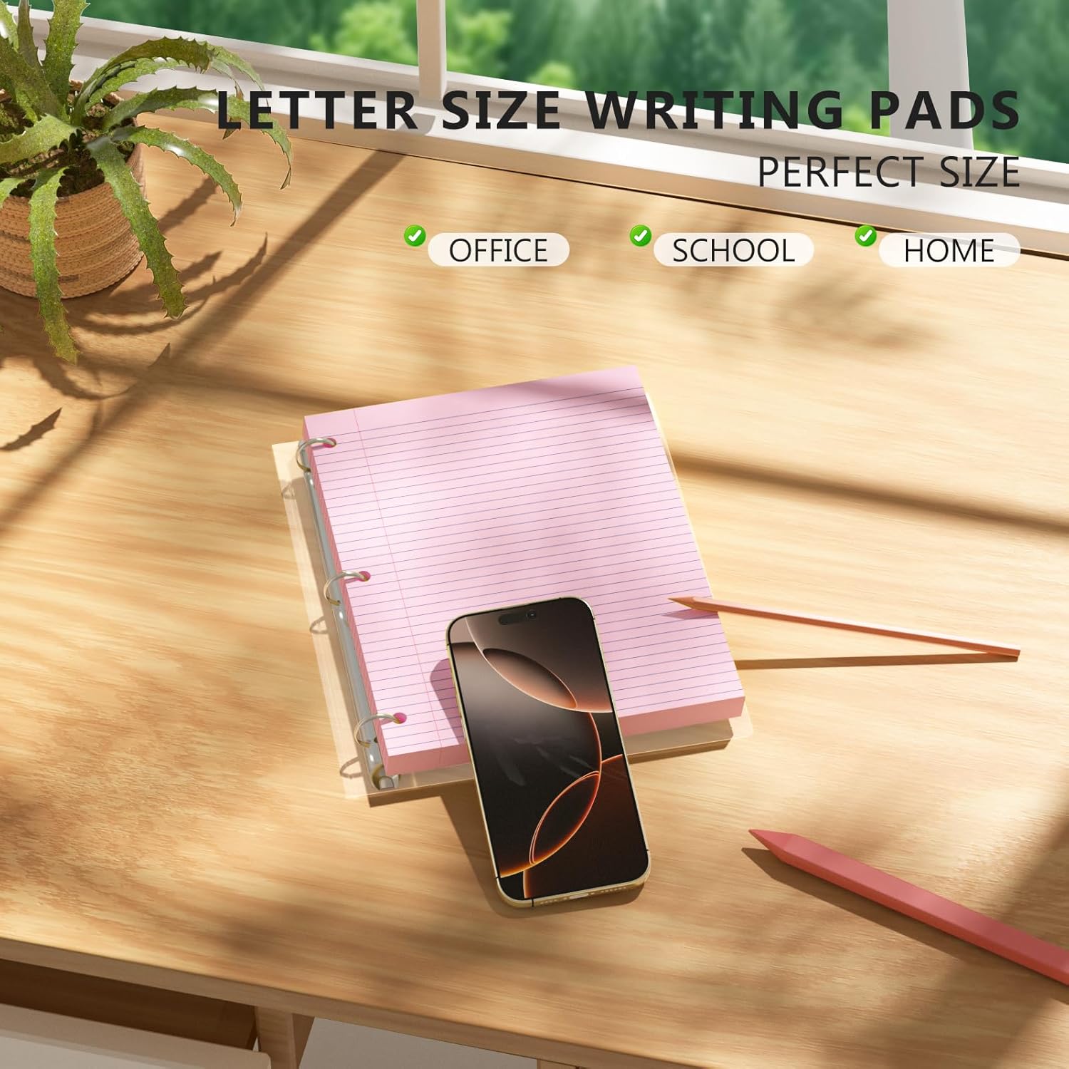 Pink Loose Leaf Paper 100 Sheets Colored Filler Paper 8 * 10.5 College Ruled 3-Hole Punched Paper for 3-Ring Binders Notebook Lined 8" x 10.5" - Image 7