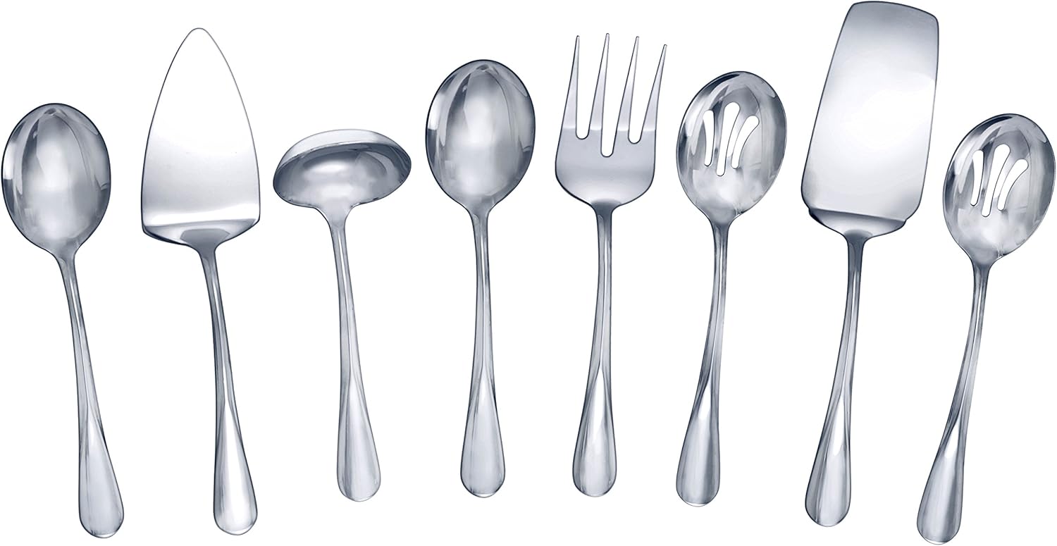 Gourmet Basics by Mikasa 5181046 Kaylee 8-Piece Stainless Steel Serving Set - Image 2