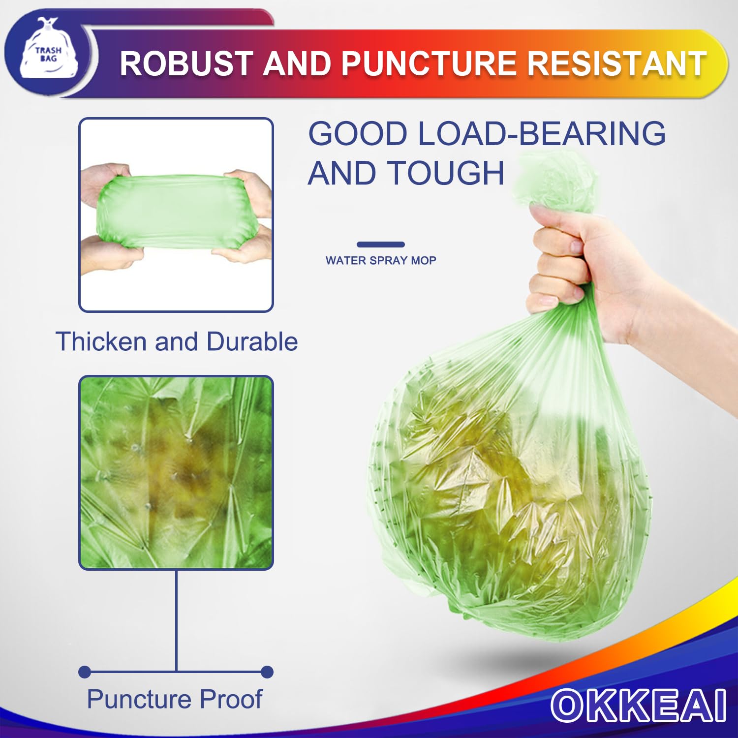 OKKEAI 3 Gallon Small Trash Bags 100 Counts Small Trash Can Liners Garbage Bags Mini 10L Wastebasket Bin Liners Bags for Bathroom Kitchen Bedroom Living Room Office,Green - Image 4