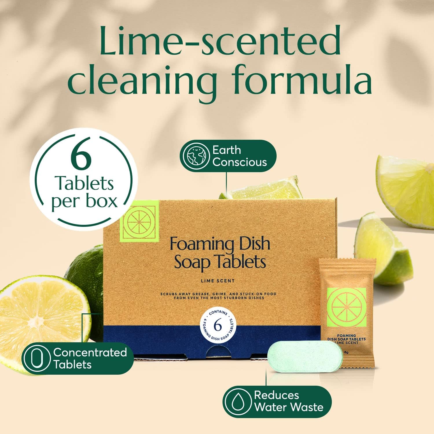 CLEANOMIC Foaming Dish Soap Tablets (6 Pack) - Dish Soap for Manual Dish Washing, 6 Concentrate Tablets for Dish Washing (Lime Scent) - Image 5
