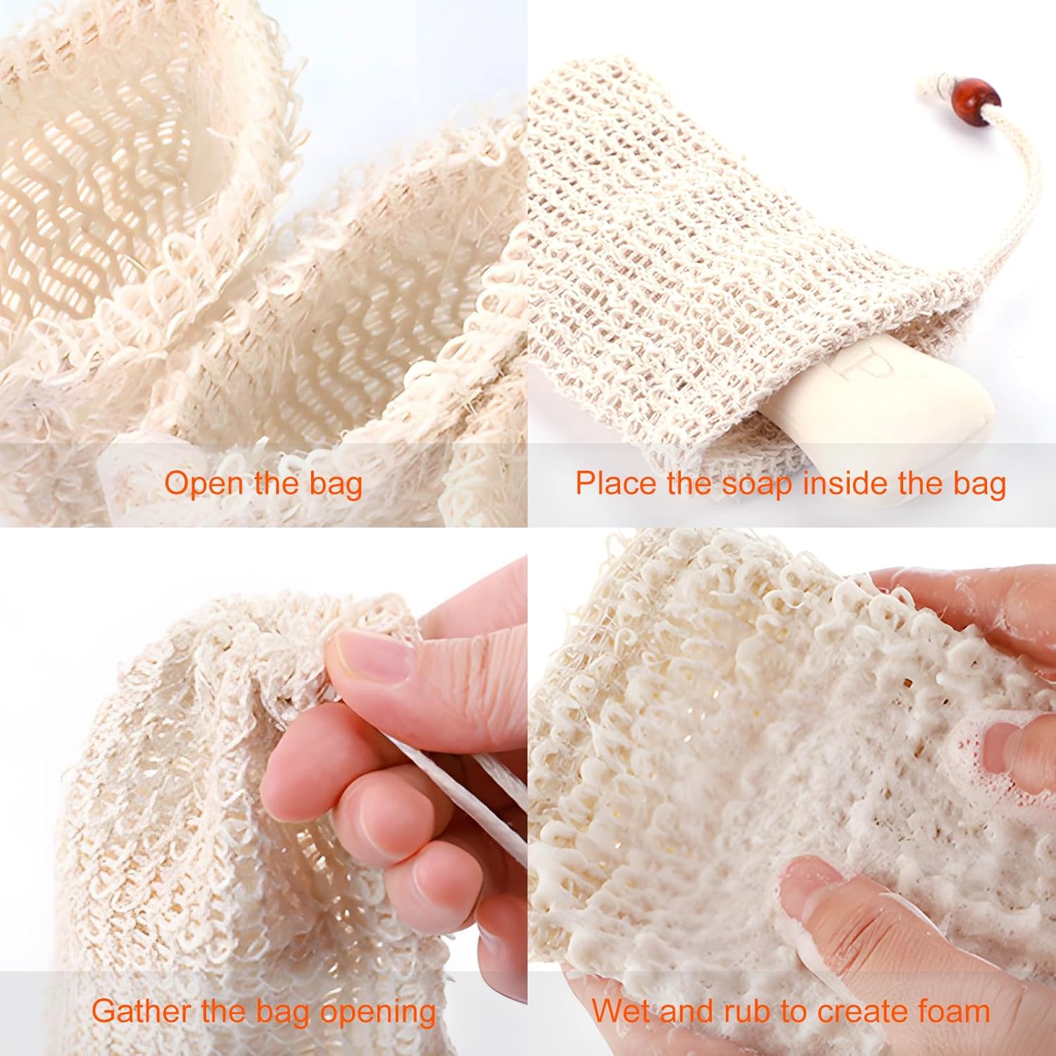 Eco-Friendly Skincare, Natural Exfoliation, Cotton Bathroom Accessories, Sustainable soap Storage, Zero Waste Shower Products, Biodegradable soap Pouch - Image 6