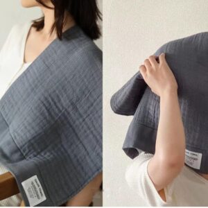 Gauze Towel, Pure 100% Cotton, Natural Flax Thick Towel, Linen Towel, Soft Travel Towel, Textured, Waffle Weave, Super Absorbent, Sustainable, Quick Dry, Spa Quality (2 Bath Towel, Charcoal)