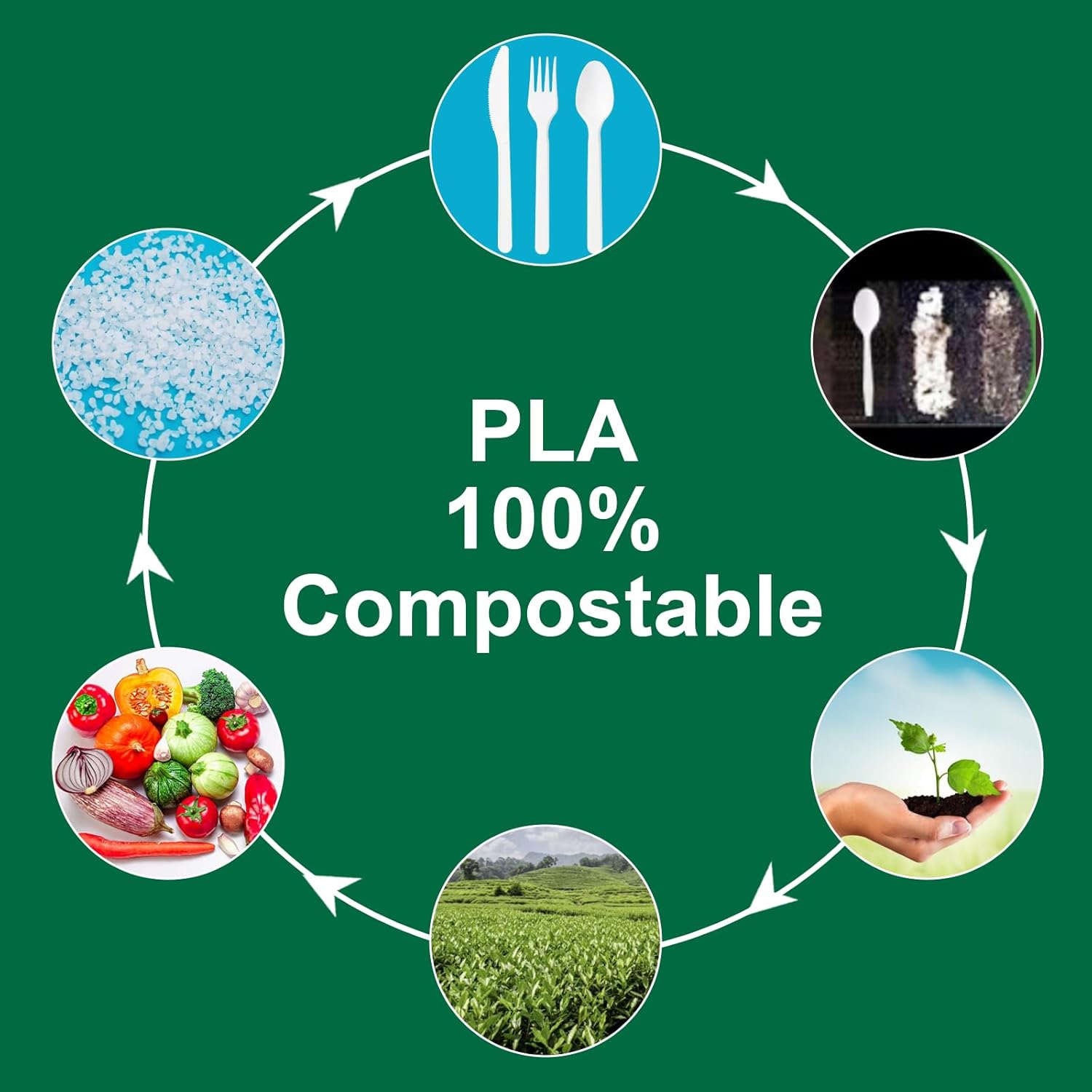 100% Compostable Disposable Silverware 100pcs, Compostable Spoons Bulk, Serving Utensils Set for Parties, Heavy Duty Eating Cutlery for Camping, Picnics - Image 5