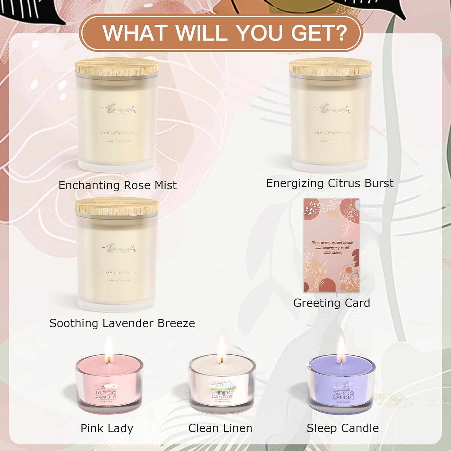TRINIDa Scented Candles 120Hrs, Soy Candles for Home Scented, Aromatherapy Candle Set, Lavender Candle Gifts for Women Birthday - Image 6