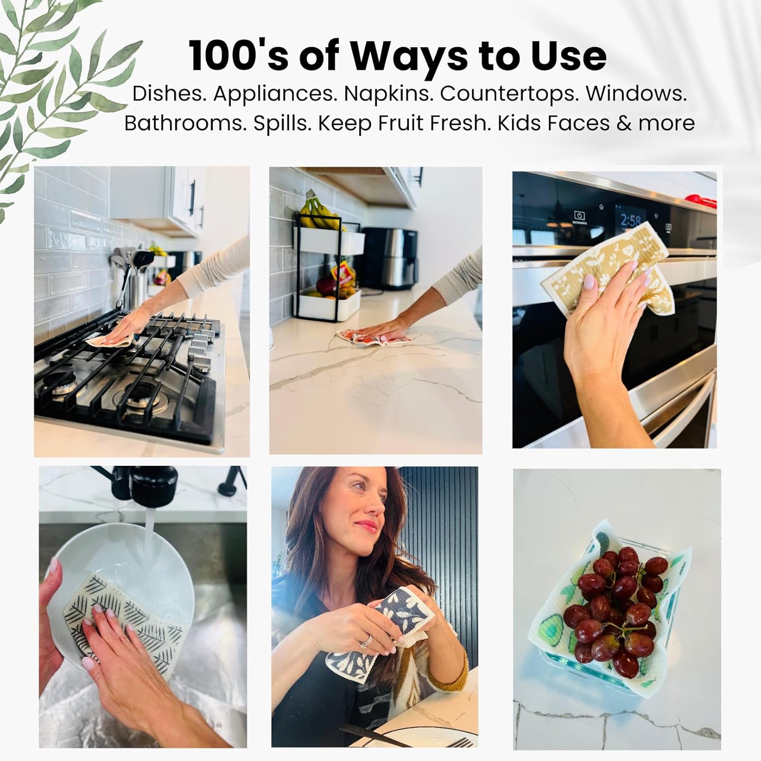 Harps&Seb Swedish Dishcloths for Kitchen Dish Towels - 5 Pack, Non-Scratch Reusable Paper Towels, Super Absorbent Washable Swedish Dish Cloths, No Odor, Biodegradable, Fruit Design - Image 4