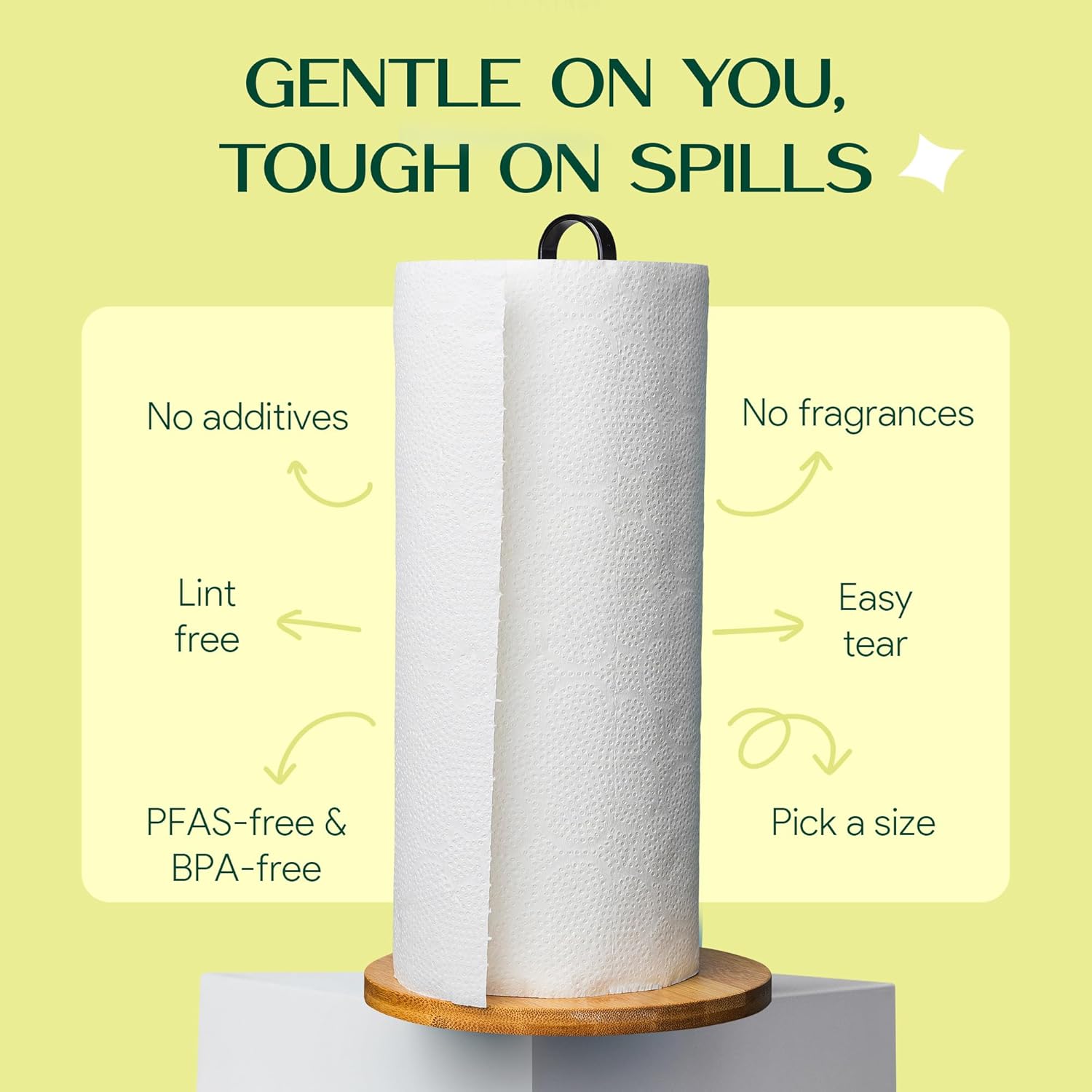 100% Bamboo Paper Towels | Lint-Free, Eco-Friendly, Tree-Free | 2-Ply Kitchen Paper Towel | Food Grade – FSC-Certified, BPA/PFAS-Free | 6 Rolls (450 Sheets) | PALM NAKI - Image 3