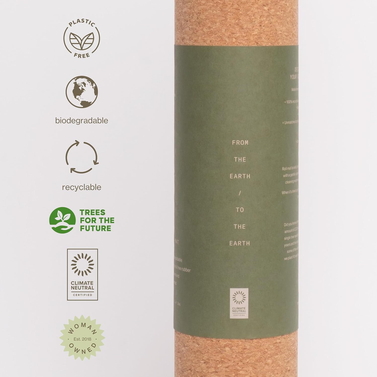 Premium Cork Yoga Mat - Sustainable, Non-Toxic & PVC-Free, Non-Slip, Perfect for Hot Yoga, Pilates & Exercise - Cushioned for Superior Comfort & Support - Image 3
