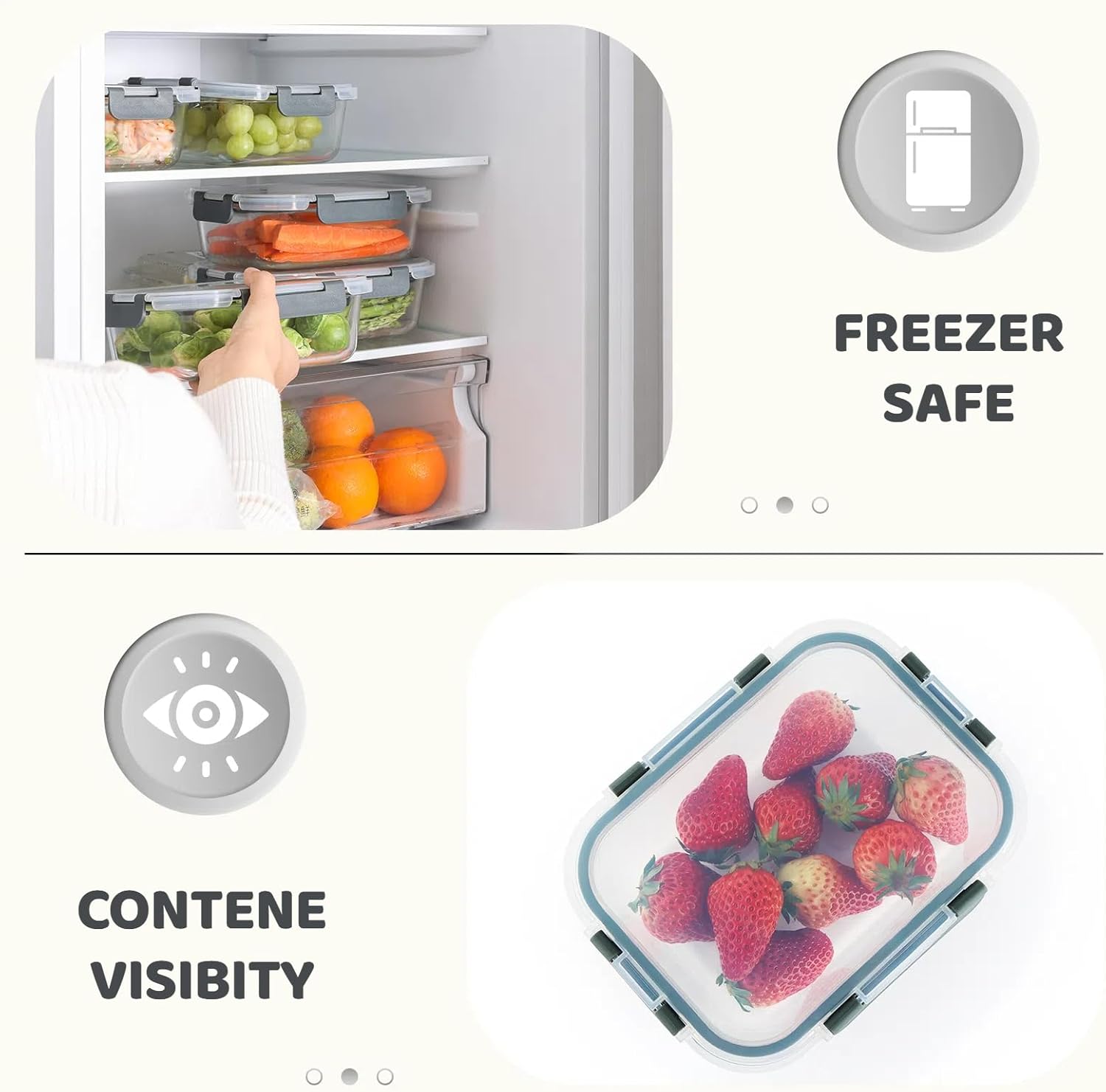 5 Pack 36 Oz Glass Meal Prep Containers with Lids, Reusable Glass Food Storage Airtight Lunch Containers with Lids, Leak Proof, Microwave, Oven, Freezer and Dishwasher Safe (Gray) - Image 4