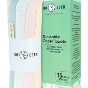 Reusable Paper Towels – Pack of Paperless & Washable Towels, 100% Cotton, Highly Absorbent, and Built to Last, Kitchen Dish Cloth Alternative (Pastels, 15 Pieces)