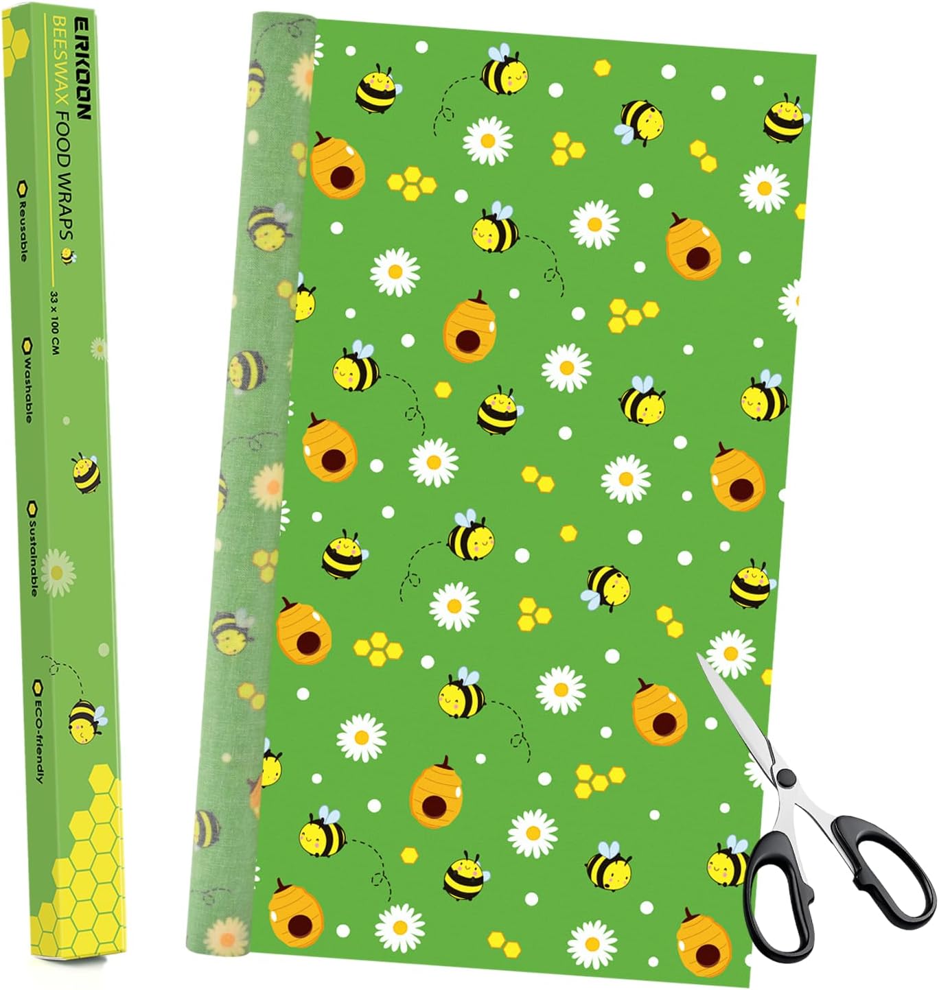 Beeswax Food Wraps 1 Meter Roll 13 x 39 Inch Reusable Beeswax Wraps Eco-Friendly Sustainable Food Storage Wraps for Sandwich, Cheese, Fruit, Bread, Snacks - Image 2