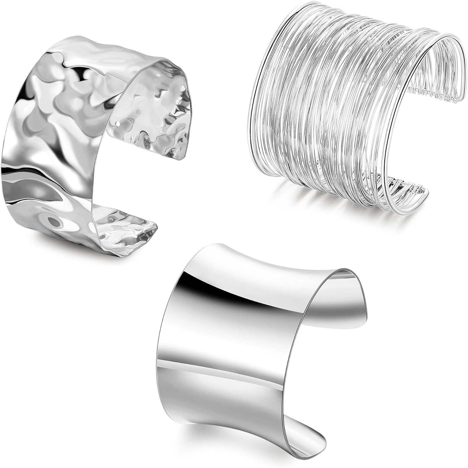 3Pcs Chunky Gold Cuff Bracelets Open Wide Bangle Bracelets Set for Women Minimalist Irregular Bracelet Statement Wrist Cuff Wrap Bracelet Jewelry - Image 2