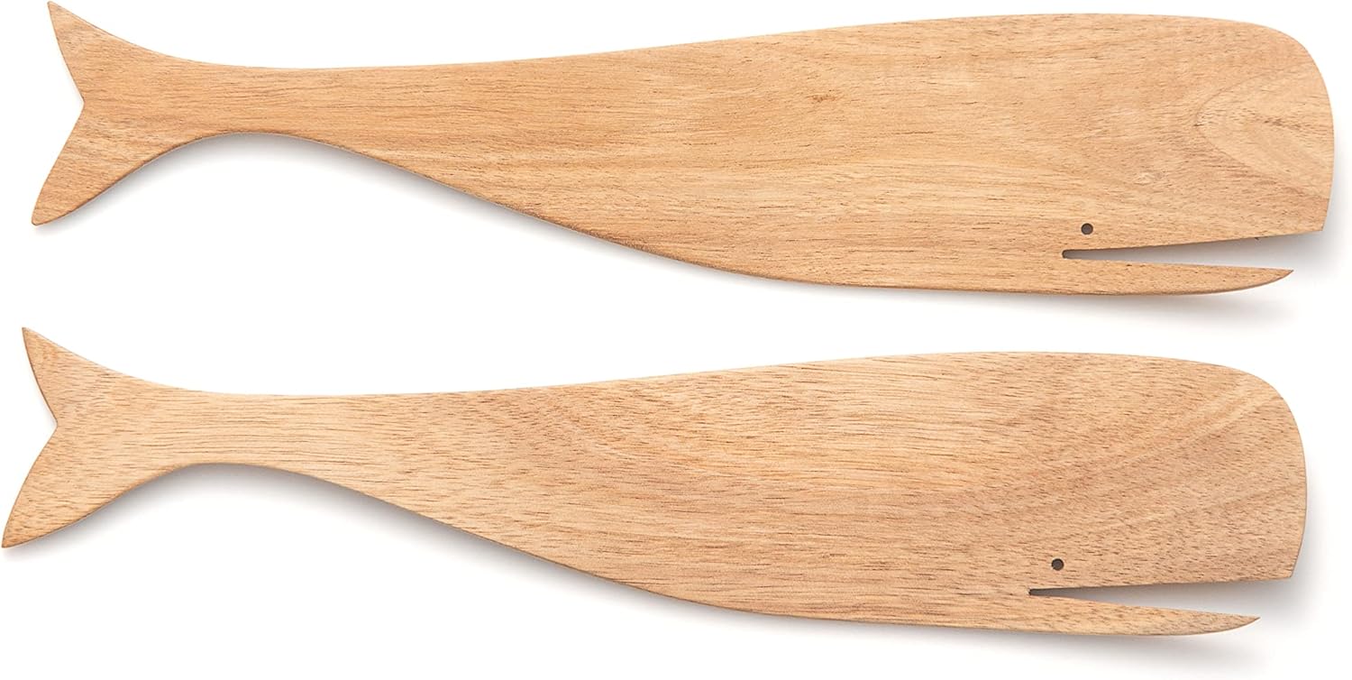 Ironwood Gourmet Acacia Wood Whale Salad Serving Utensils - Image 2