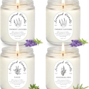 4 Pack Candles for Home Scented, Lavender Candles, 28 oz 200 Hour Long Lasting Aromatherapy Candle Set, Candle Gift Set for Women, Perfect for Birthday Gifts
