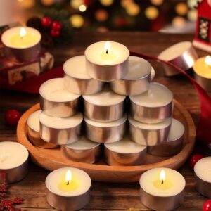 6H Soy Tea Lights Candles 25 Pack, Unscented White Tealight Candles Bulk-6 Hours Long Burning, Small SoyTea Light Candles-Burn Clean, Emergency Soy Candles for Home Christmas Valentine Decor