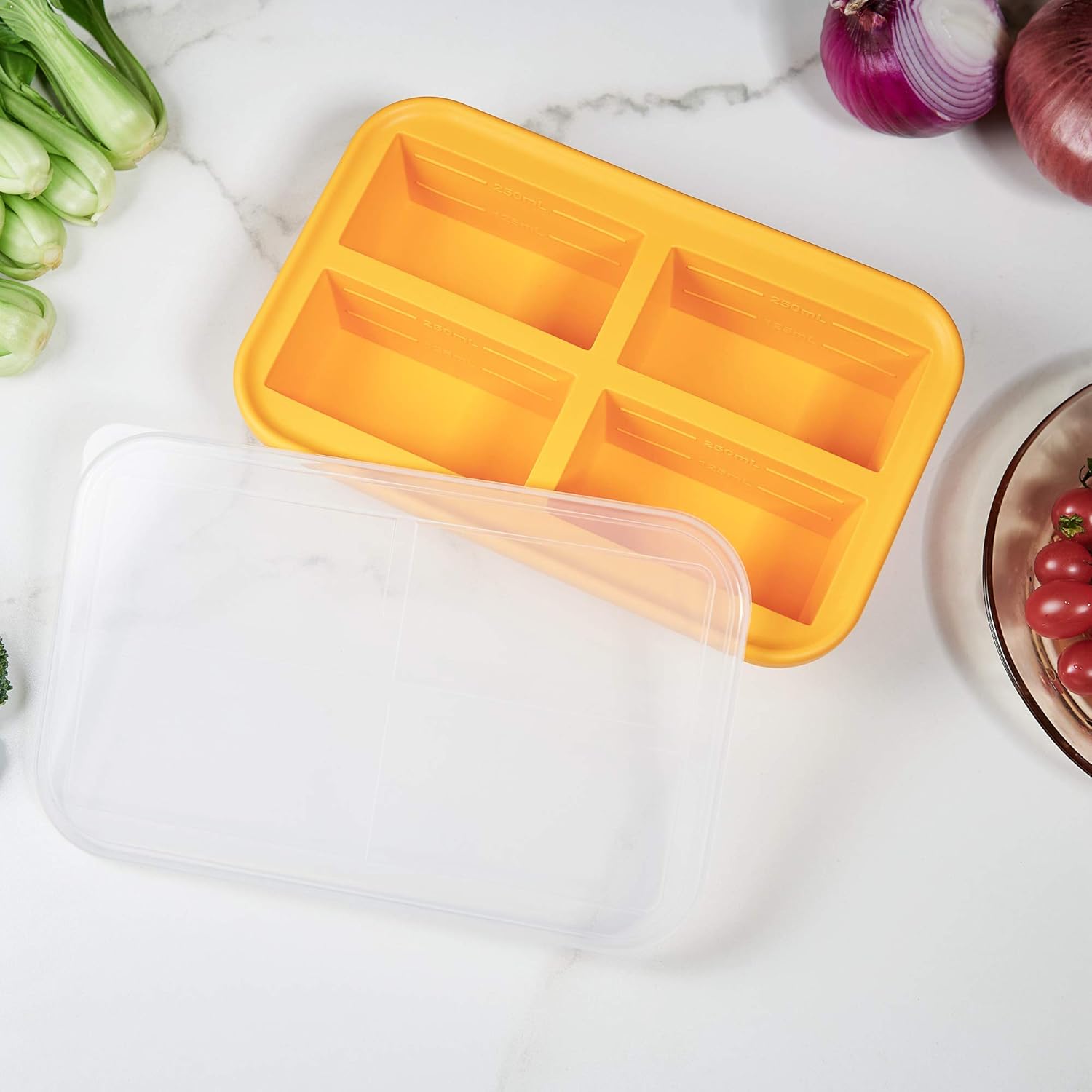 Bangp 1-Cup Silicone Freezer Trays with Lid,2 Pack,Easy-Release Silicone Freezing Tray for Soup Ice Cubes,Soup Freezer Molds,Freeze & Store Broth,Sauce,Leftovers - Makes 8 Perfect 1 Cup Portions - Image 3