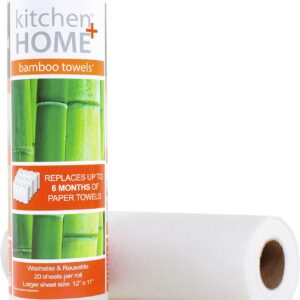 Kitchen + Home Paper Towel Alternative – Heavy Duty Washable Reusable Rayon Towels – One roll replaces 6 months of towels!