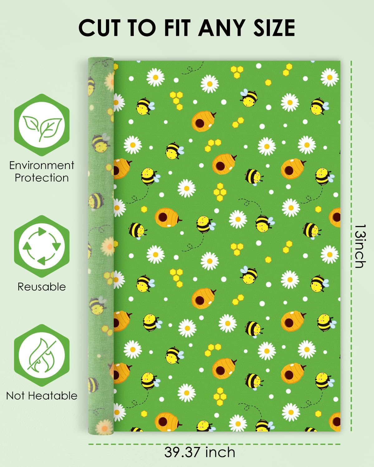 Beeswax Food Wraps 1 Meter Roll 13 x 39 Inch Reusable Beeswax Wraps Eco-Friendly Sustainable Food Storage Wraps for Sandwich, Cheese, Fruit, Bread, Snacks - Image 3