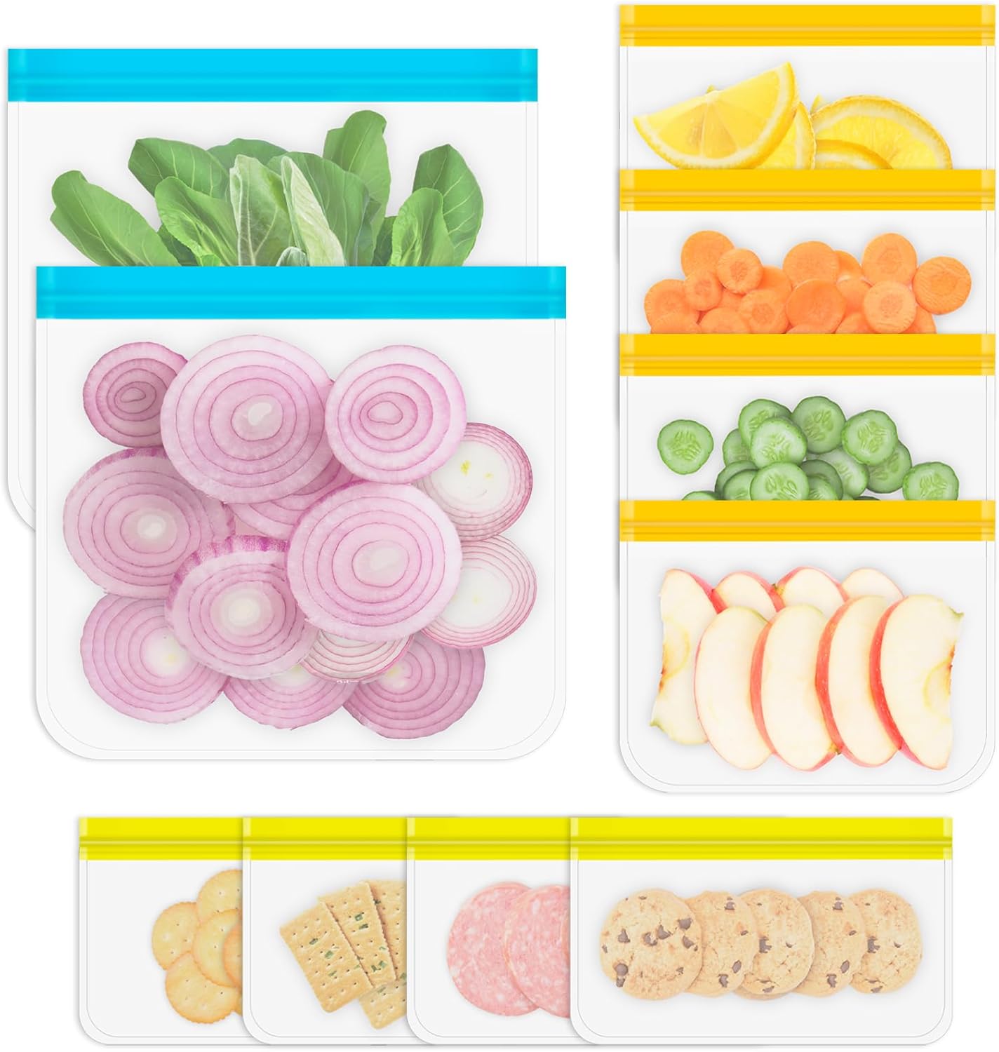 Reusable Storage Freezer Bags, 10 Pack Dishwasher Safe Silicone Food Snack Storage Bags with 3 Sizes for Marinate Meats, Sandwich, Lunch, Cereal, Back to School Supplies - Image 2