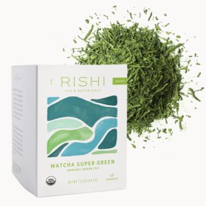 Rishi Tea Matcha Super Green Japanese Tea – Organic, Caffeinated Sachet Bags, Umami, Antioxidant Rich Sencha & Matcha Blend – 15 Count (Pack of 1)