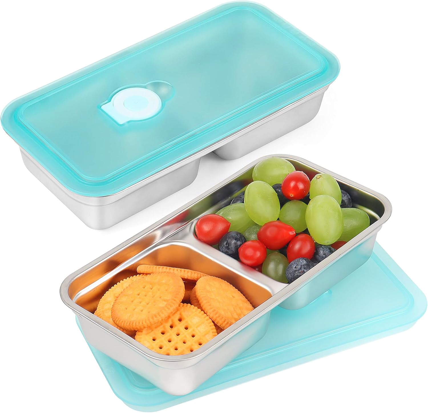 Stainless Steel Snack Containers, 2 Pack Grab and Go Snack Containers Reusable, Double Compartment Food Storage Containers with Lids for Travel and Outdoor Camping - Image 8