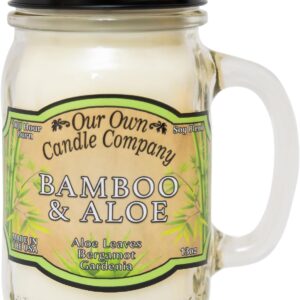 Our Own Candle Company, Bamboo & Aloe Scented Mason Jar Candle, 100 Hour Burn Time, 13 Ounces