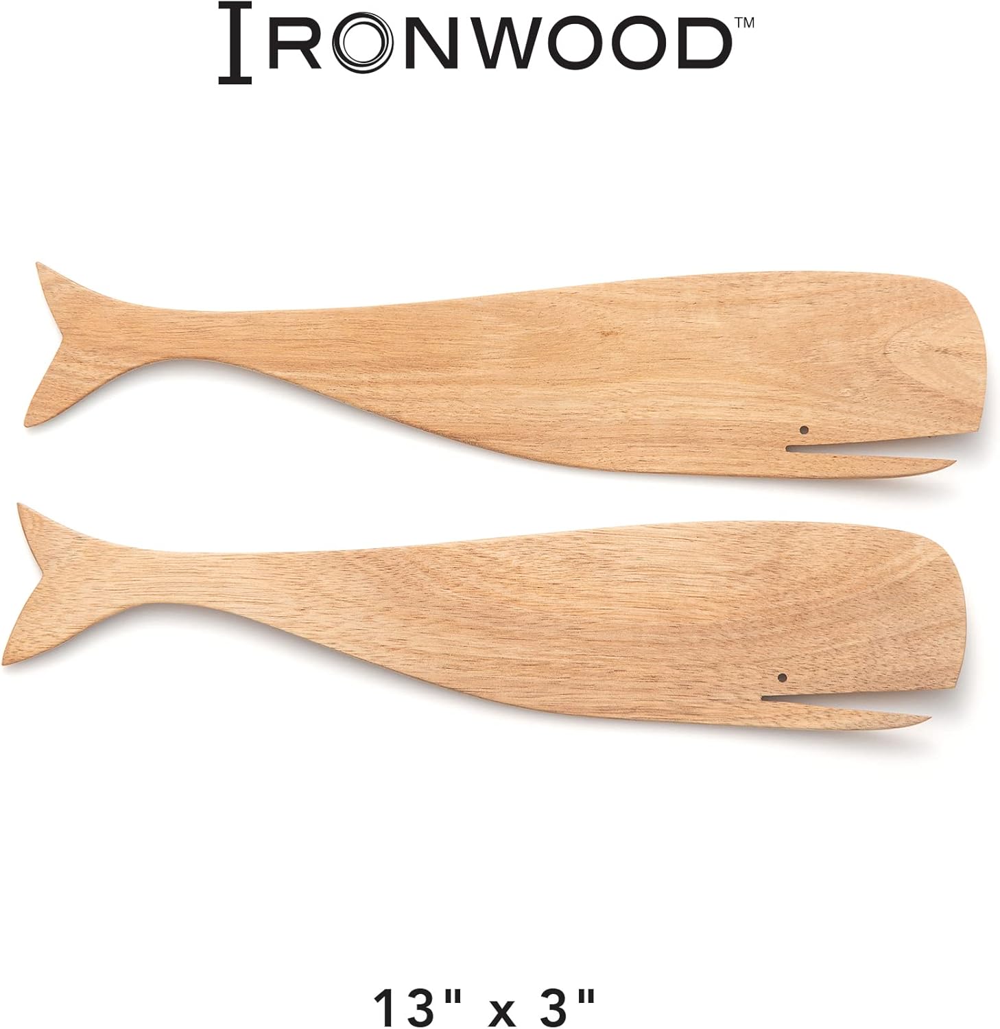 Ironwood Gourmet Acacia Wood Whale Salad Serving Utensils - Image 7
