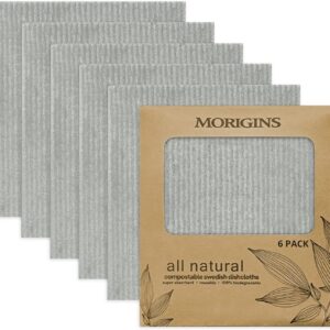 Morigins Wholesale Swedish Dish Cloths – 6 Pack Reusable Compostable Kitchen Cloth,Cellulose Sponge Dish Cloths Dish Towel Set (Grey)