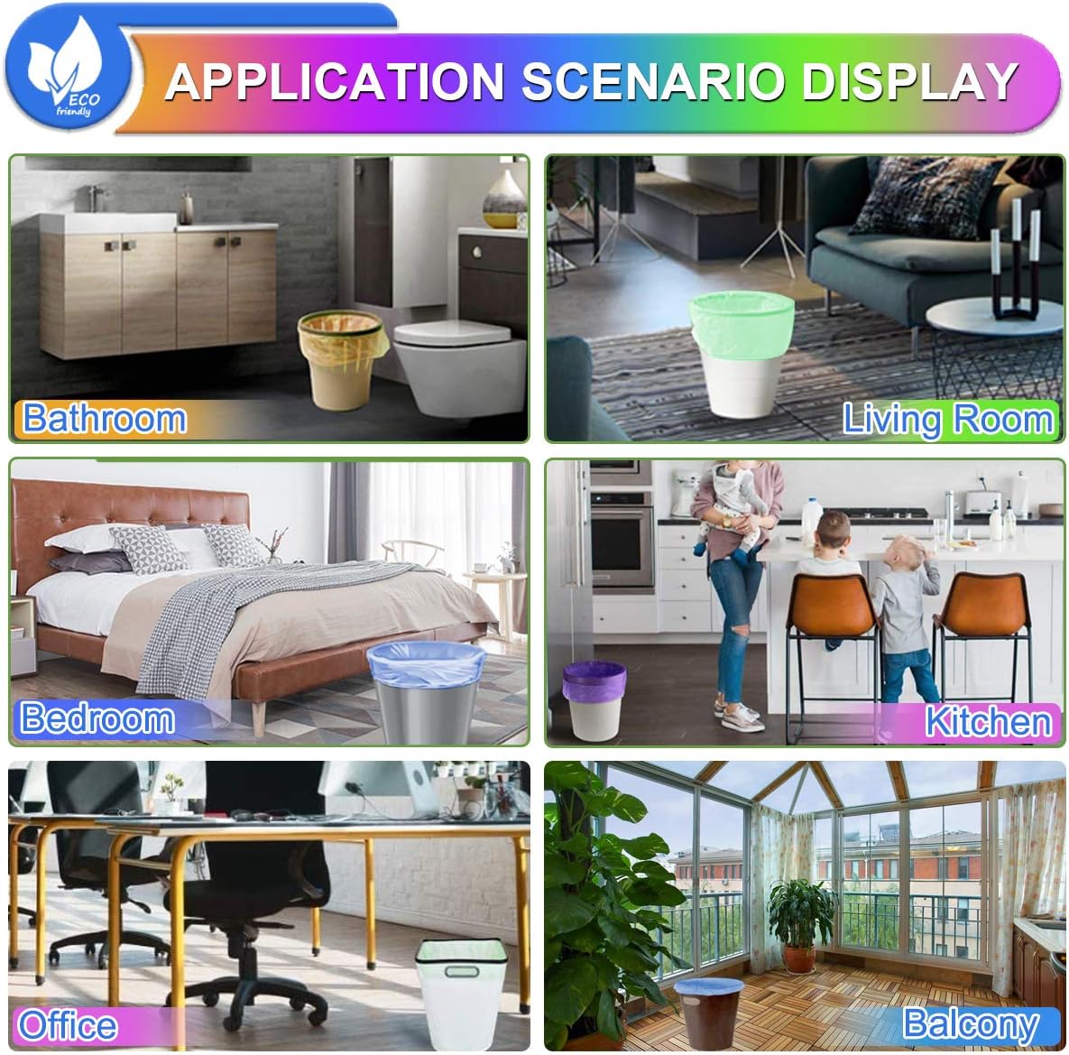 Small Garbage Bags 2.6 Gallon Colorful Biodegradable Trash Bags,120 Counts Bathroom Garbage Bags Unscented Wastebasket Liners for Office, Bedroom,Living Room 7-10L - Image 8