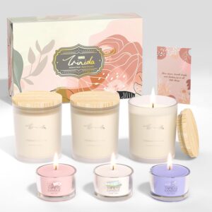 TRINIDa Scented Candles 120Hrs, Soy Candles for Home Scented, Aromatherapy Candle Set, Lavender Candle Gifts for Women Birthday
