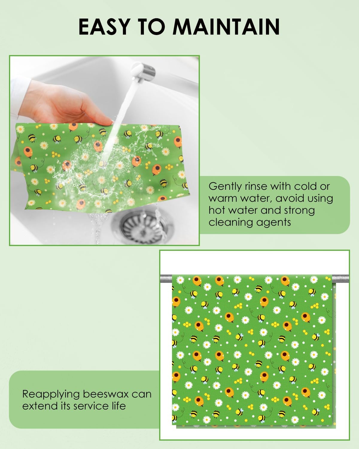 Beeswax Food Wraps 1 Meter Roll 13 x 39 Inch Reusable Beeswax Wraps Eco-Friendly Sustainable Food Storage Wraps for Sandwich, Cheese, Fruit, Bread, Snacks - Image 5