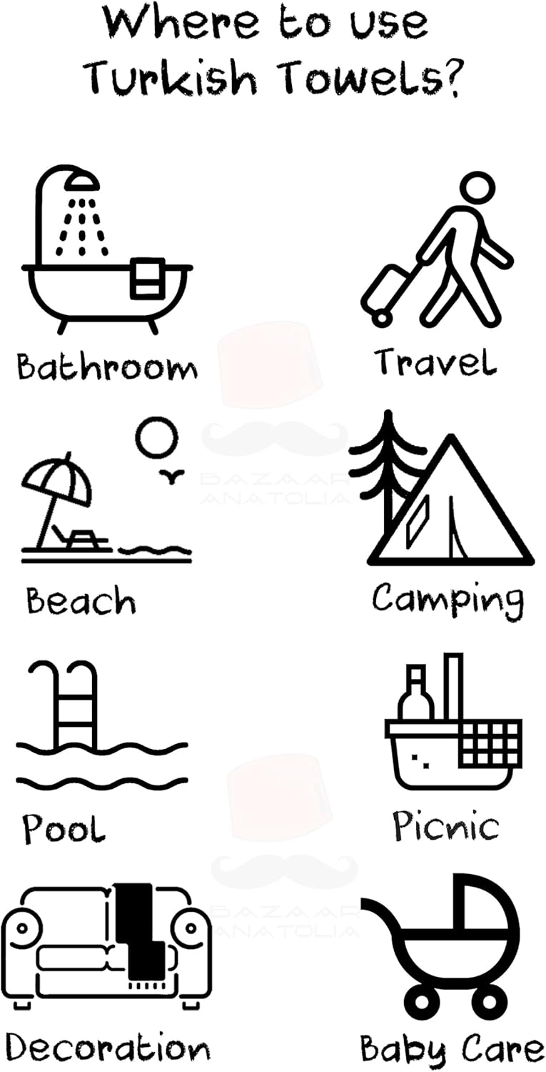 Bazaar Anatolia Turkish Bath Towel – 100% Cotton, Quick Dry Boho Farmhouse Decor, Autumn Throw Blanket for Bathroom – Oversized 71x39 Inches – Arpa Beige - Image 6