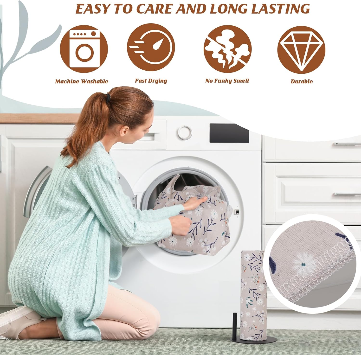 Paper Towels Washable Roll: 25Pack Cotton Cloth Paper Towels 11.8x11.8In Absorbent Soft Flannel Paperless Towels Alternative for Kitchen Reusable Napkins Zero Waste (Flower, Large) - Image 6