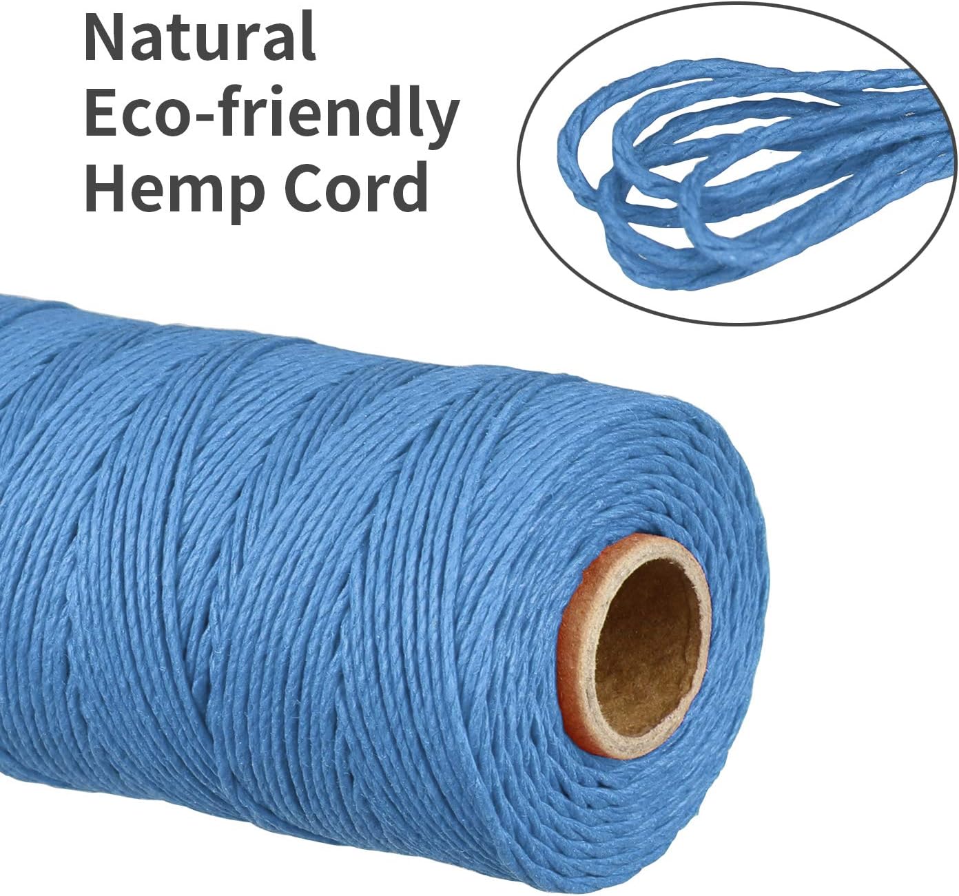 100% Sustainable Hemp Cord Spool for Jewelry Making Bracelets Necklaces Arts Crafts Gift Decoration and More - 1mm 62m (046 Sky Blue) - Image 3
