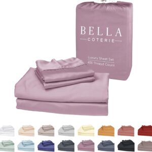 Bella Coterie Luxury Bamboo Viscose King Size Sheet Set | 100% Organically Grown | Ultra Soft | Cooling for Hot Sleepers | 18″ Deep Pocket [Lilac]