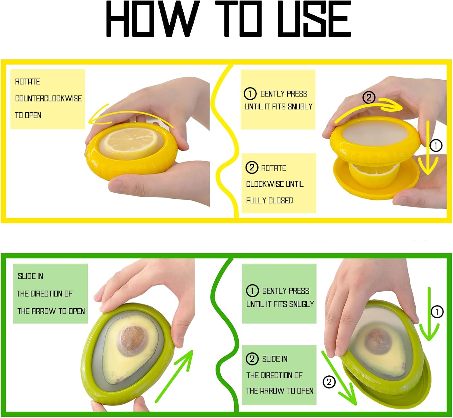 AEKTBY 4-Pack Reusable Avocado & Onion Saver - Silicone Vegetable & Fruit Storage Containers for Fridge, Anti-Oxidation Fresh Keeper Boxes - BPA-Free, Airtight & Eco-Friendly (ABS + Silicone) - Image 7