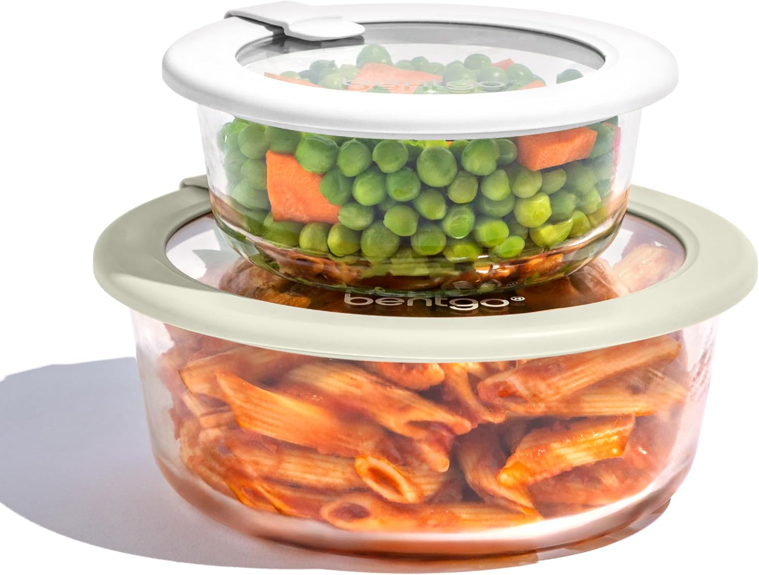 Bentgo Signature Leak-Proof Glass Food Storage - 4-Piece Set, 1-Compartment Plastic-Free Containers with Airtight Glass Lids, BPA-Free, Microwave, Freezer, Oven & Dishwasher Safe (White Stone) - Image 2