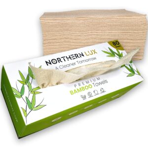 Disposable Bamboo Face Towels (80 Sheets) | Organic Biodegradable Dry Face Wipes | Strong, Soft, and Fragrance Free Bamboo for Makeup Removal Face Care | Disposable and Sustainable