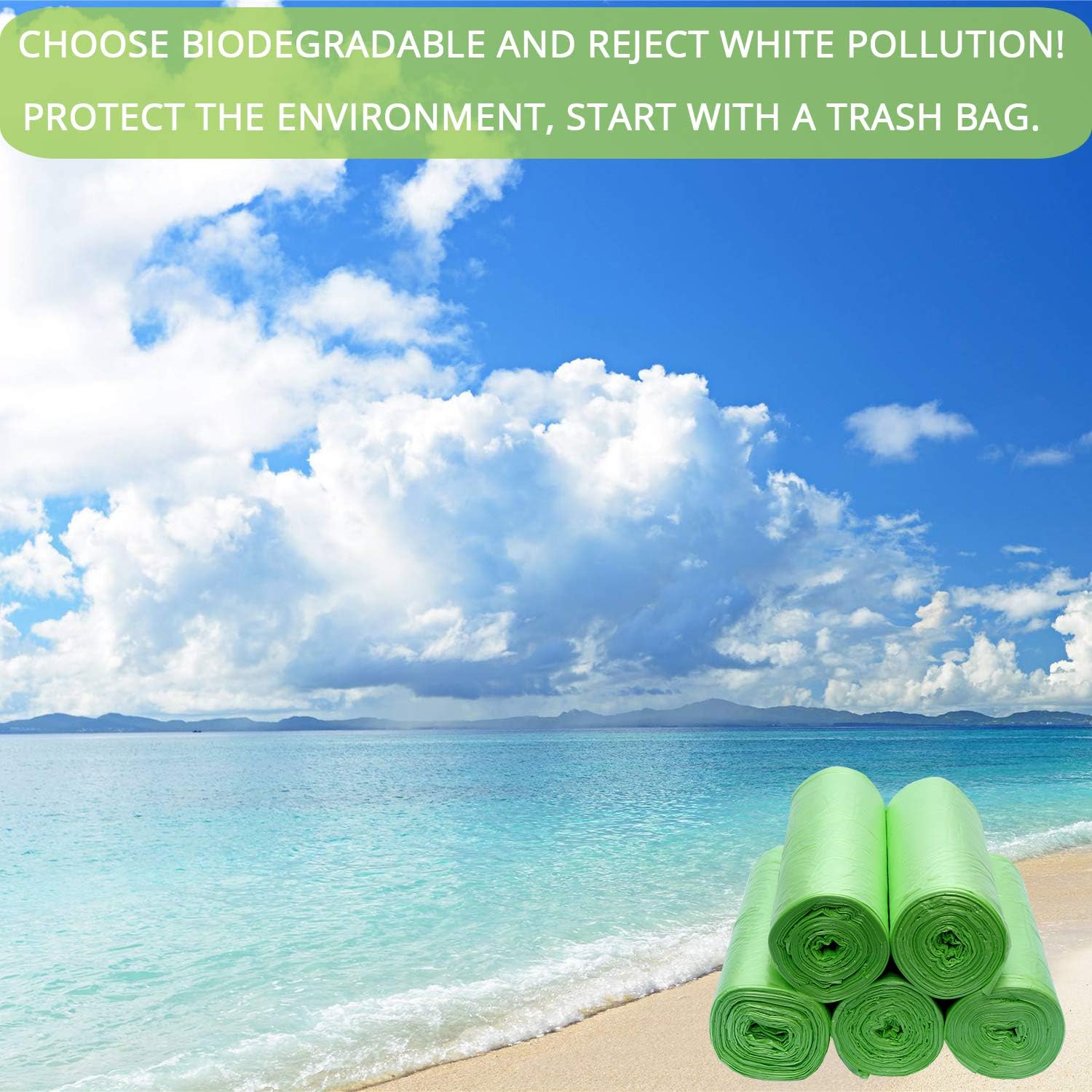 Compostable Trash Bags, 3 Gallon Biodegradable Small Garbage Bags Green Wastebasket Liners for Bathroom Office Home Bins, 100 Counts - Image 7