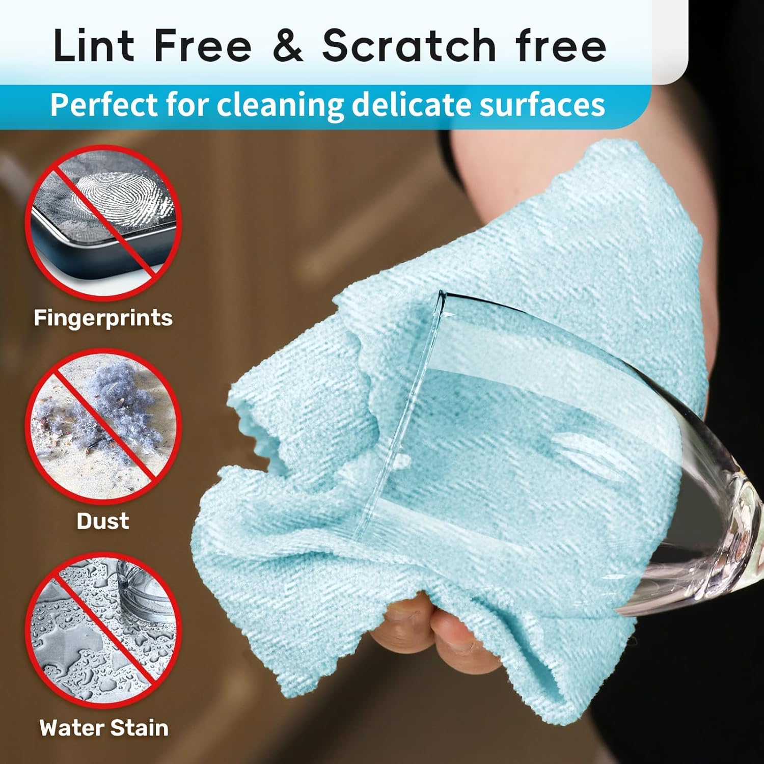Microfiber Cleaning Cloths Roll, 75 Pack Tear Away Microfiber Towels Roll, 12" x 12" Lint Free Rags, Reusable Cleaning Cloths, Washable, Scratch Free,Ultra Absorbent Dish Rags(Blue Ripple) - Image 4