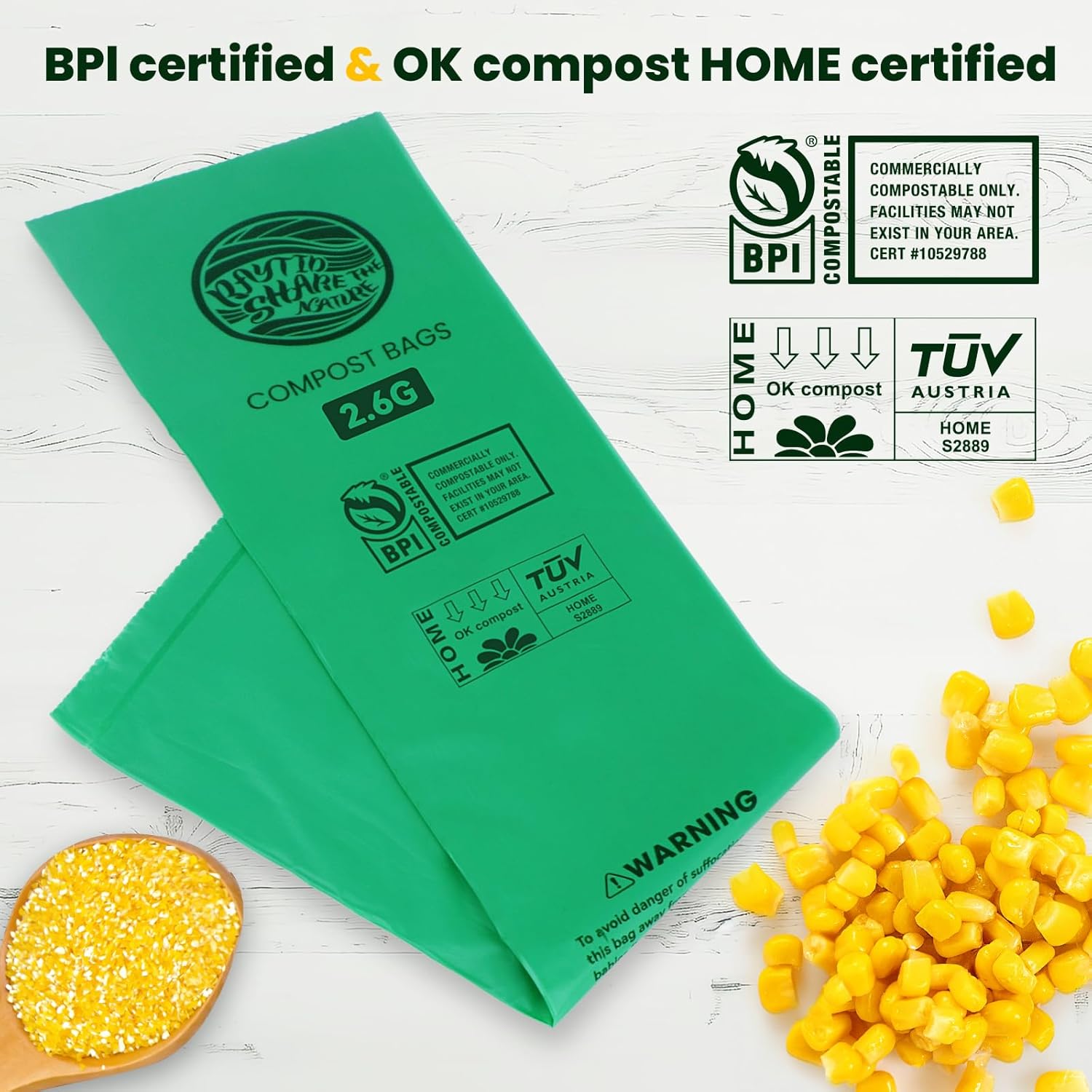 RAYTID Compostable trash Bags 2.6 Gallon Compost Bags for Kitchen Countertop Bin 1.3,2,3, Gallon, 120 Count,Small Kitchen Food Scrap Waste Bags,ASTM D6400, US BPI & Europe OK Compost Home Certified - Image 5