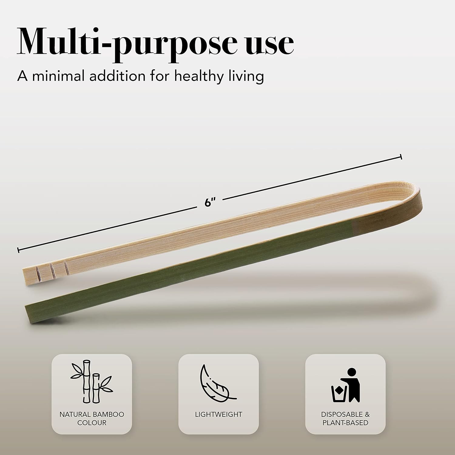 Party Essentials Bamboo Disposable Green Mini Tongs, Toast Serving Utensils, 6" Length, 50-Count, Natural - Image 3