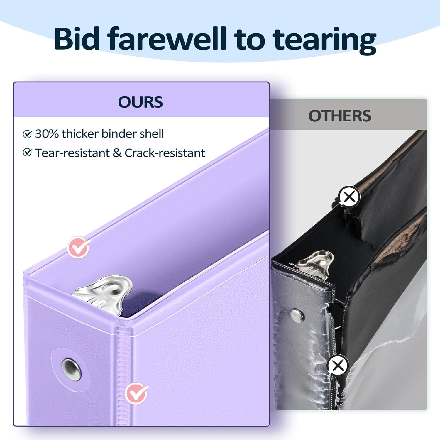 4 Pack Extra Durable 3 Ring Binders 1 Inch, Sooez 1” Three Ring Binder, Eco-Friendly & PVC Free, Customizable Clear View Cover for Letter Size 8.5 x 11'' Paper, Pastel School Office Supplies for Girl - Image 4