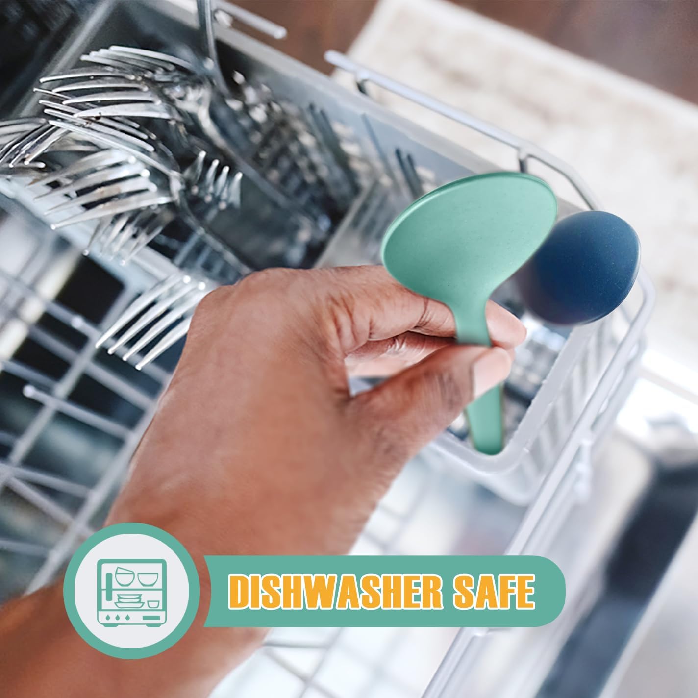 Reusable Plastic Serving Utensils Set of 12, Wheat straw Large Serving set 10" Serving Spoons/10" Slotted Spoons/9.4" Tongs, for Party Buffet Catering (Ocean, Not for Cooking) - Image 5