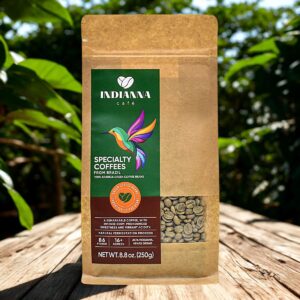Indianna Cafe | Specialty Unroasted Coffee | 100% Brazilian Arabica Green Coffee (8.8 oz) | Whole Unroasted Beans | Raw Specialty Beans
