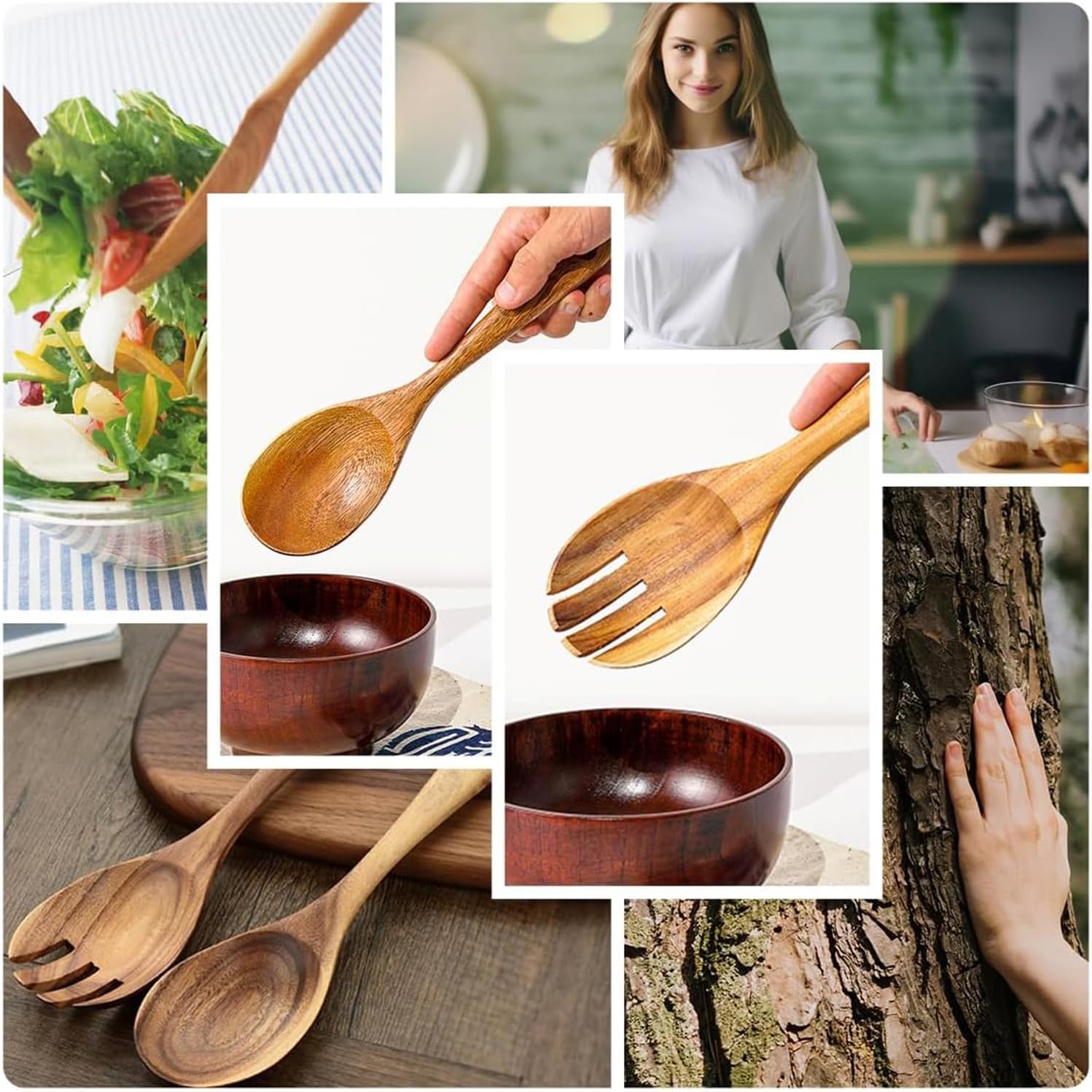 2-Piece Large Wooden Spoon Set,Cooking Spoons Acacia Wood Kitchen Utensil for Mixing Spoons Stirring Serving Spoon (WS-5) - Image 4
