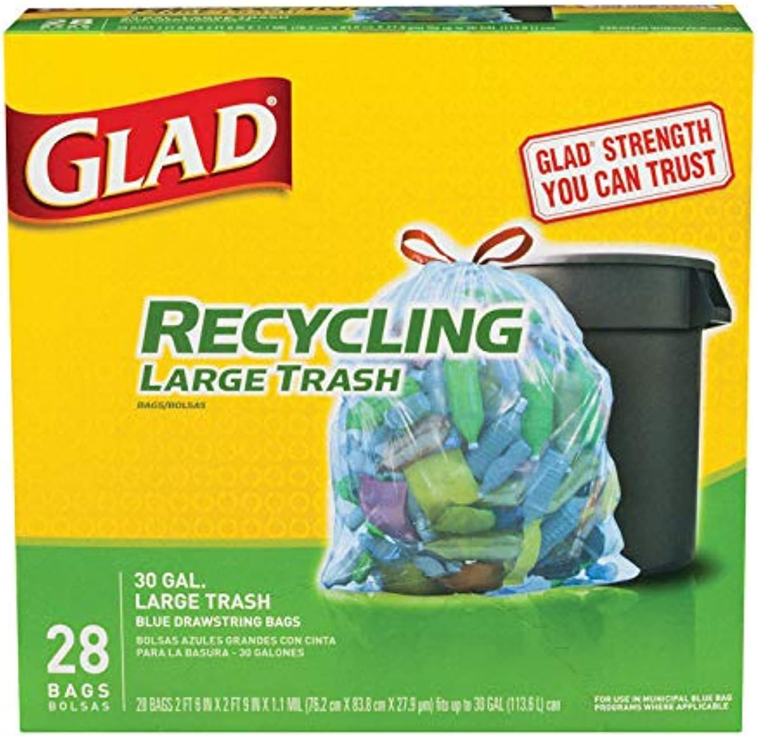 Glad Recycling 30 gal. Trash Bags Drawstring 28 pk - Image 2