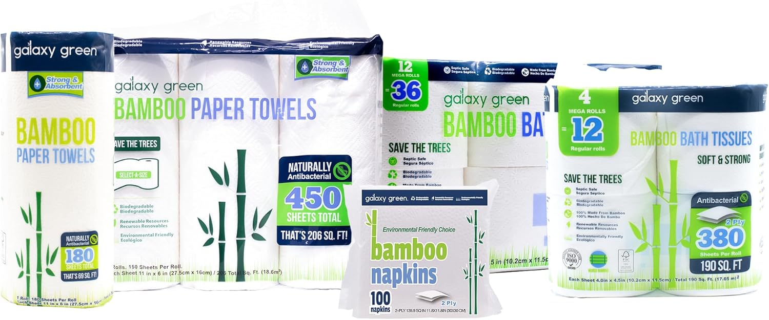 Galaxy Green Bamboo Paper Towels Earth Friendly, Strong 2 Ply Sheets, Sustainable, 24 Rolls - Image 5