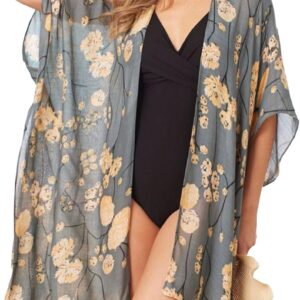 Breezy Lane Women’s Kimono Cardigan Summer Swimsuit Coverups Beach Cover Up with Floral Print for Vacation