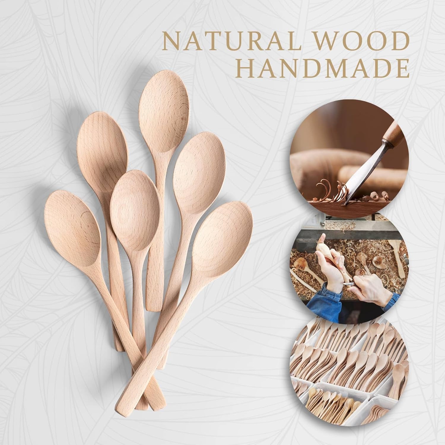 7.3inch Small Wooden Spoons, 6PCS Uncoated Beech Plain Small Wooden Spoons Set, Table Spoons for Present Honey, Serving, Eating, Soup, Chocolate, Coffee, Tea - Image 5